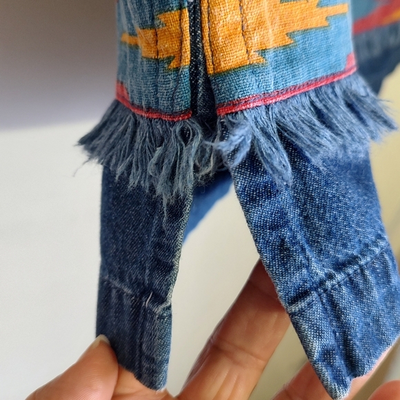 Embroidered Blue Denim Skirt - Picture 3 of 7